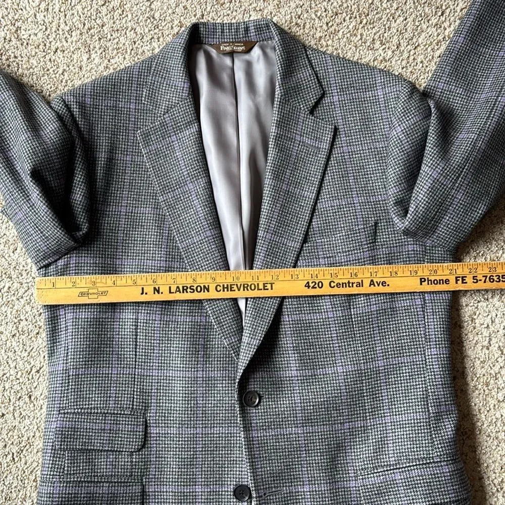 Paul Stuart Men’s Gray Lavender Houndstooth Windowpane Check Sportcoat 42 L